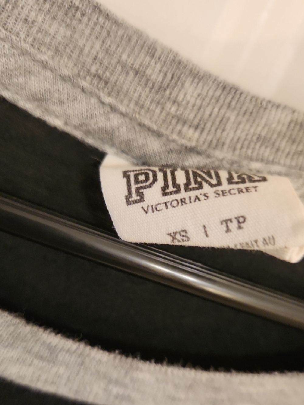 PINK Victoria's Secret Black & Gray Raglan Tee with Pink '86' Graphic - Picture 2 of 2